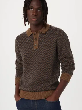 The Yak Wool Polo Sweater in Mustang Brown