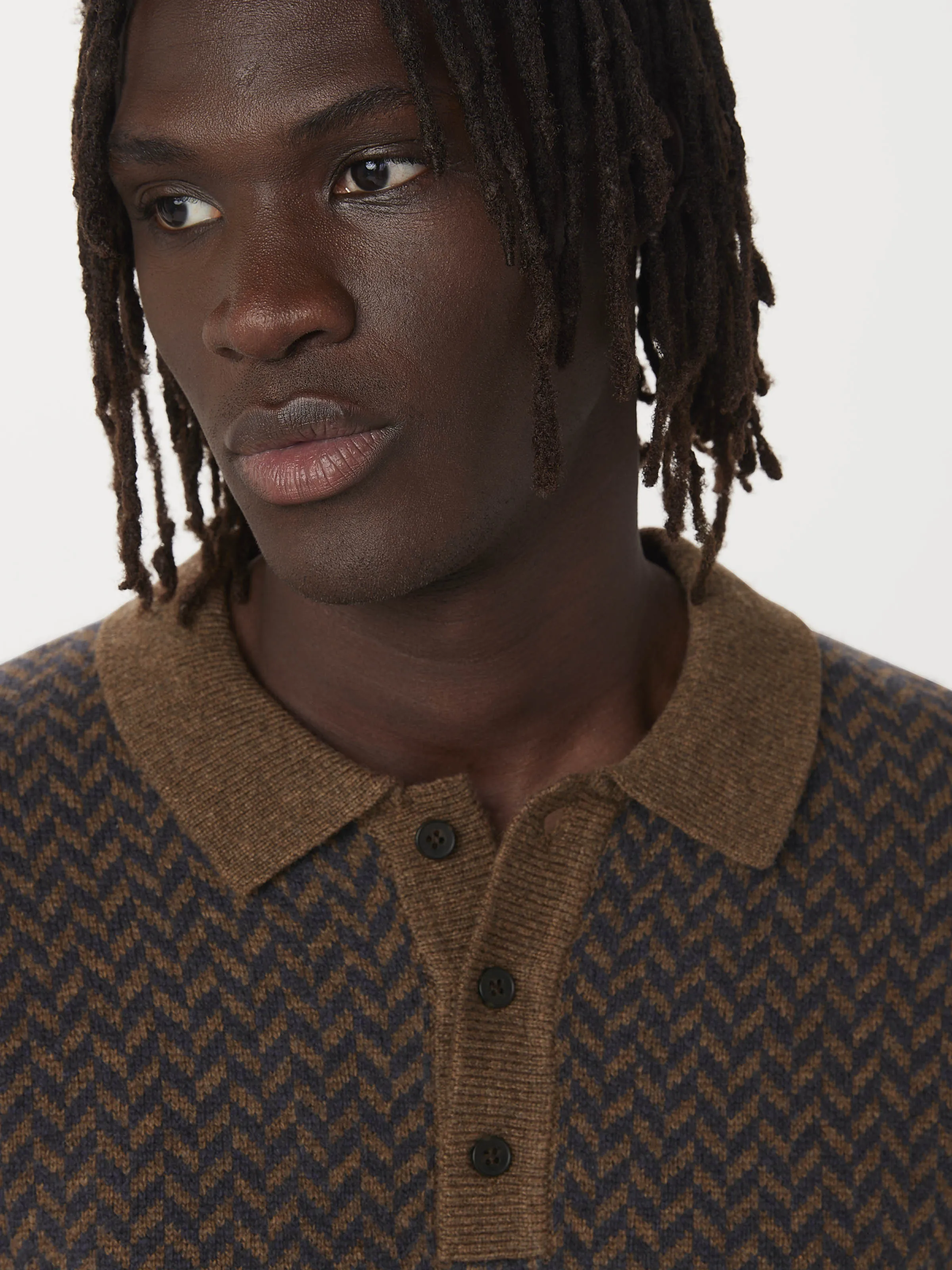 The Yak Wool Polo Sweater in Mustang Brown