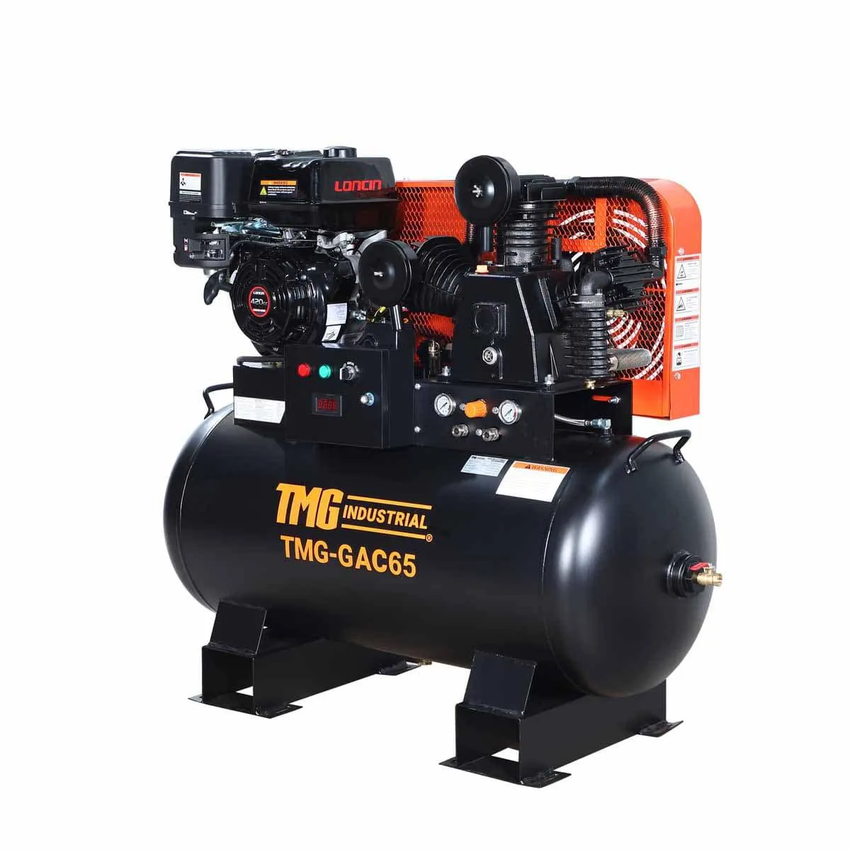 TMG Industrial 60 Gallon 2-Stage Truck Mounted Air Compressor, 14 HP LONCIN G420F Engine, Horizontal Tank, 18.5 CFM @ 175 PSI, TMG-GAC65