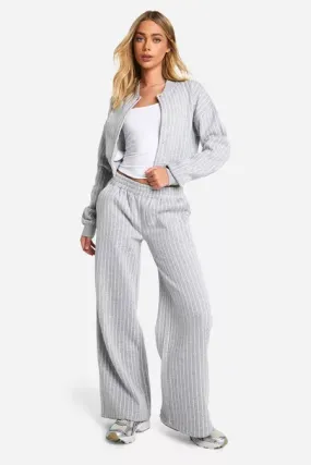 Urban Edge Pinstripe Bomber Tracksuit Set