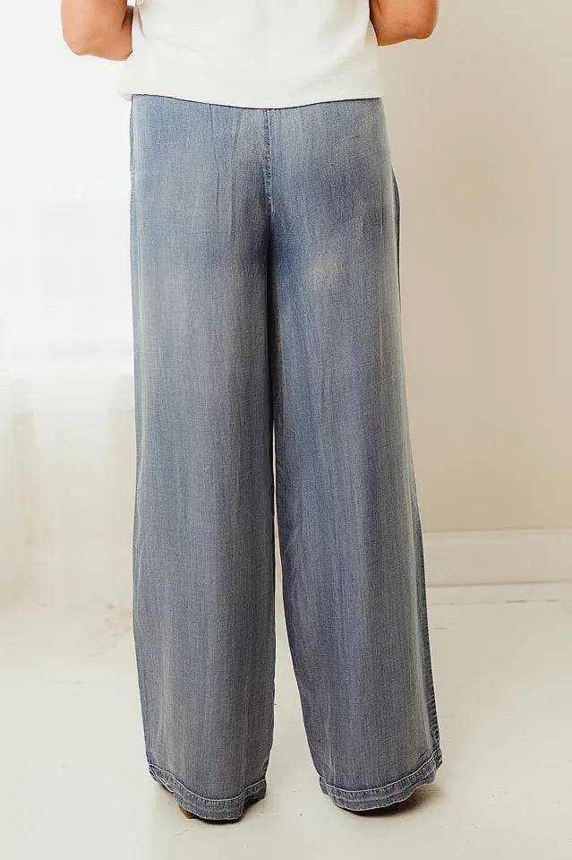 Washed Chambray Pants