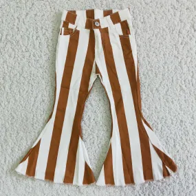 White Brown Stripe Denim pants