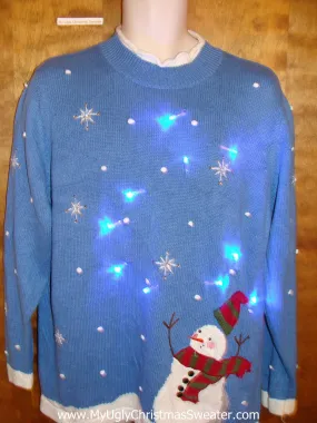 Windy Day SnowmanLight Up Ugly Xmas Sweater