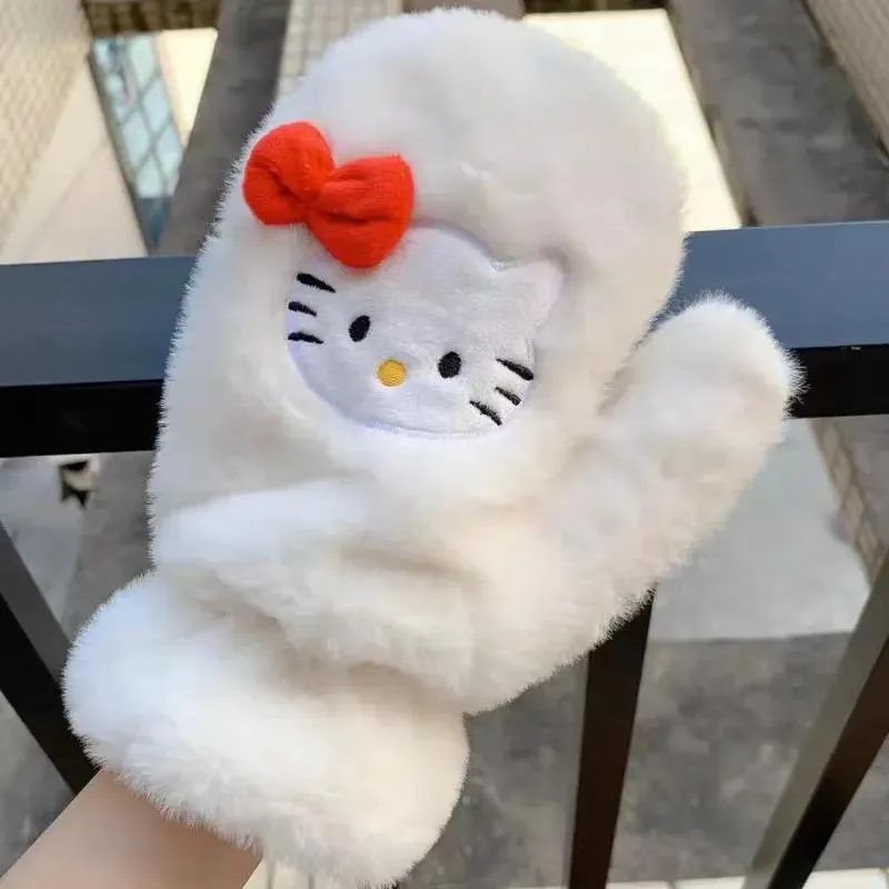 Winter Warm Cartoon Gloves - Soft, Kawaii Hello Kitty Design, Thermal Insulation for Cold Weather, Ideal for Cycling, Outdoor Travel, and Winter Sports - Y2k Style, Decorative Accessories