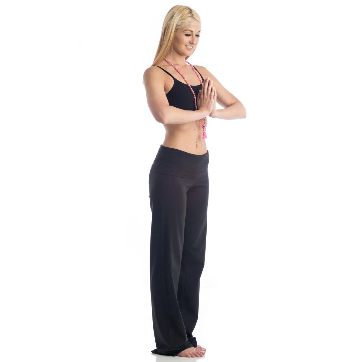 Wisdom Fold Over Yoga Pants - Black LONG