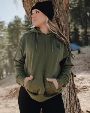 Women's Black Crest Lightweight Pullover Hoodie - OD Green