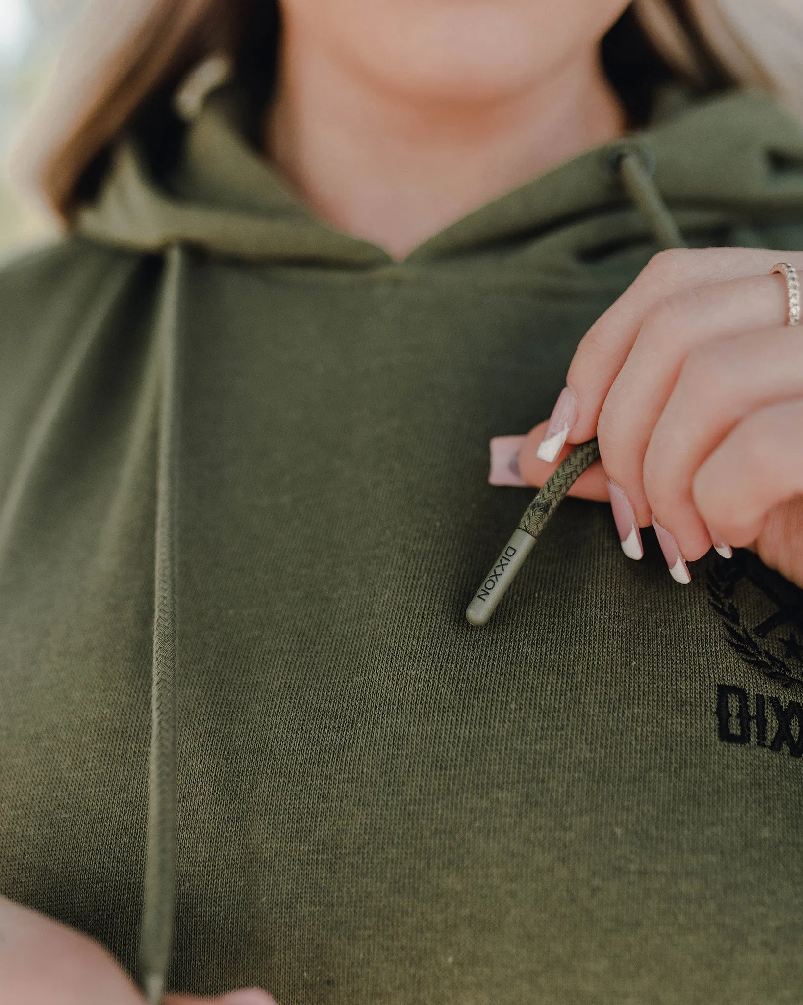 Women's Black Crest Lightweight Pullover Hoodie - OD Green