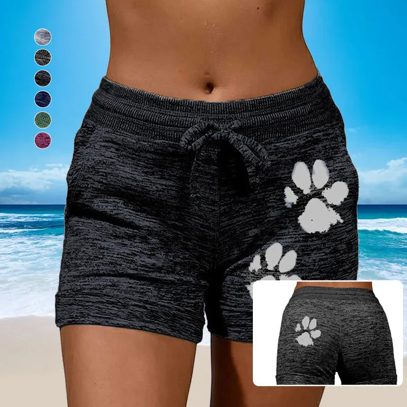 Women's Knitted Shorts With Paw Print