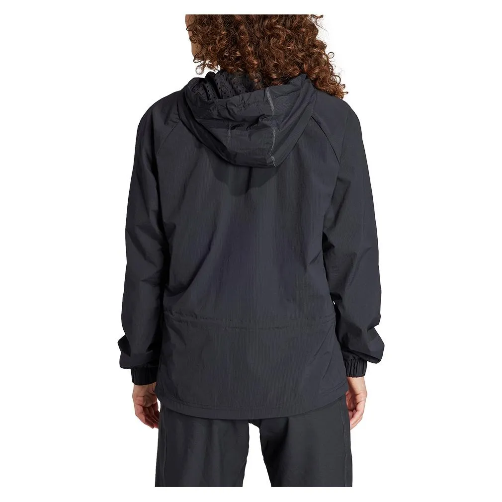 Women's Semi Transparent Full-Zip Tennis Jacket Black