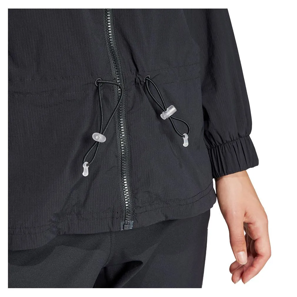 Women's Semi Transparent Full-Zip Tennis Jacket Black