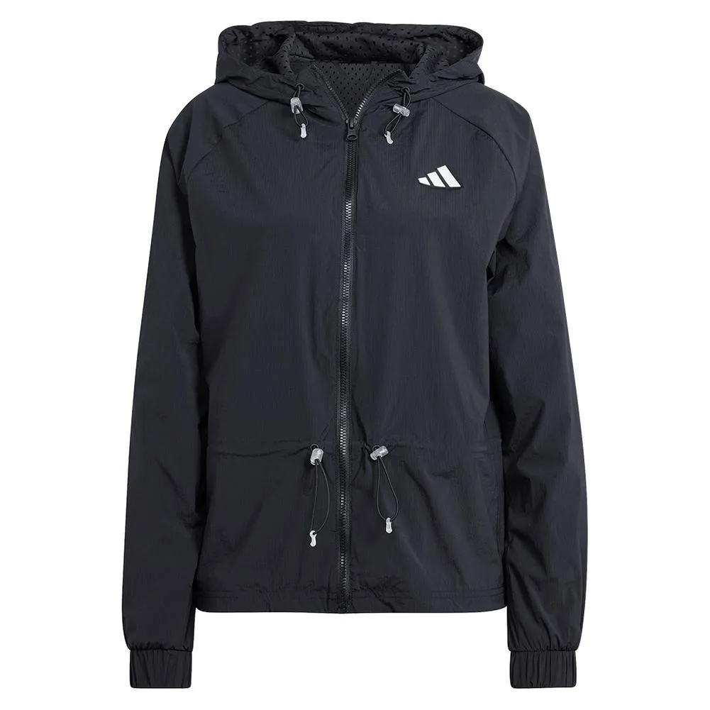 Women's Semi Transparent Full-Zip Tennis Jacket Black