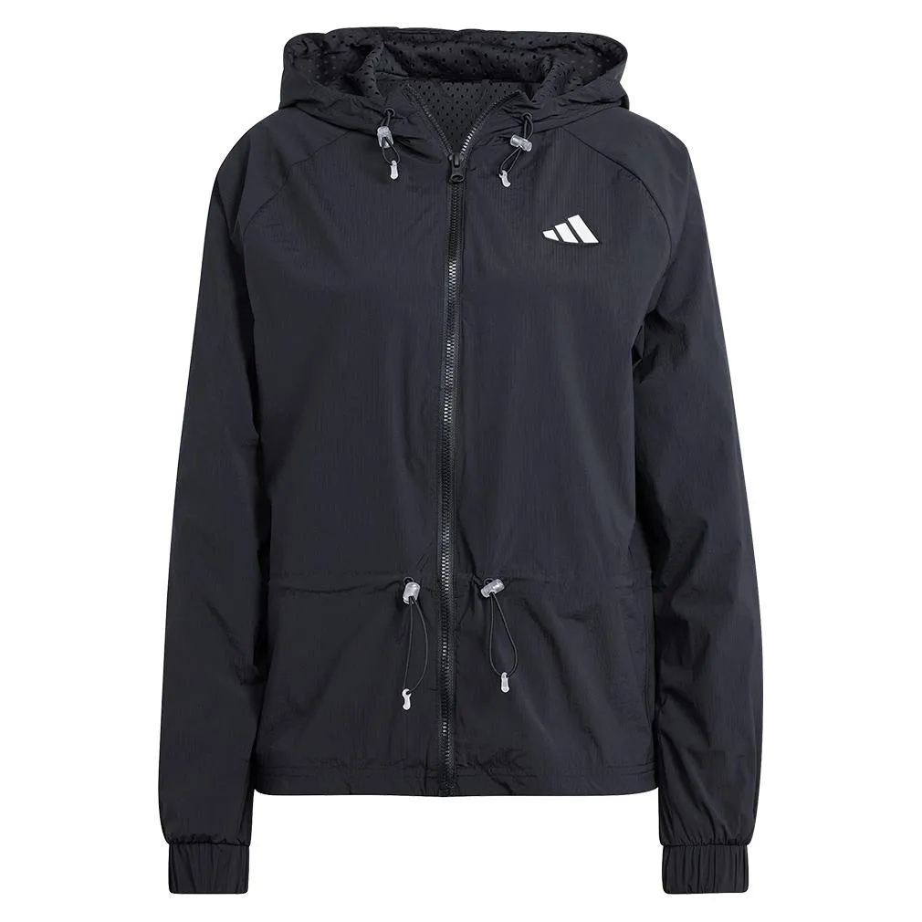 Women's Semi Transparent Full-Zip Tennis Jacket Black