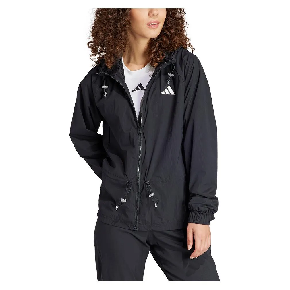 Women's Semi Transparent Full-Zip Tennis Jacket Black