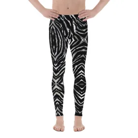 Zebra Animal Print Men's Leggings, Animal Stripe Print Meggings Compression Tights-Made in USA/Mexico/EU