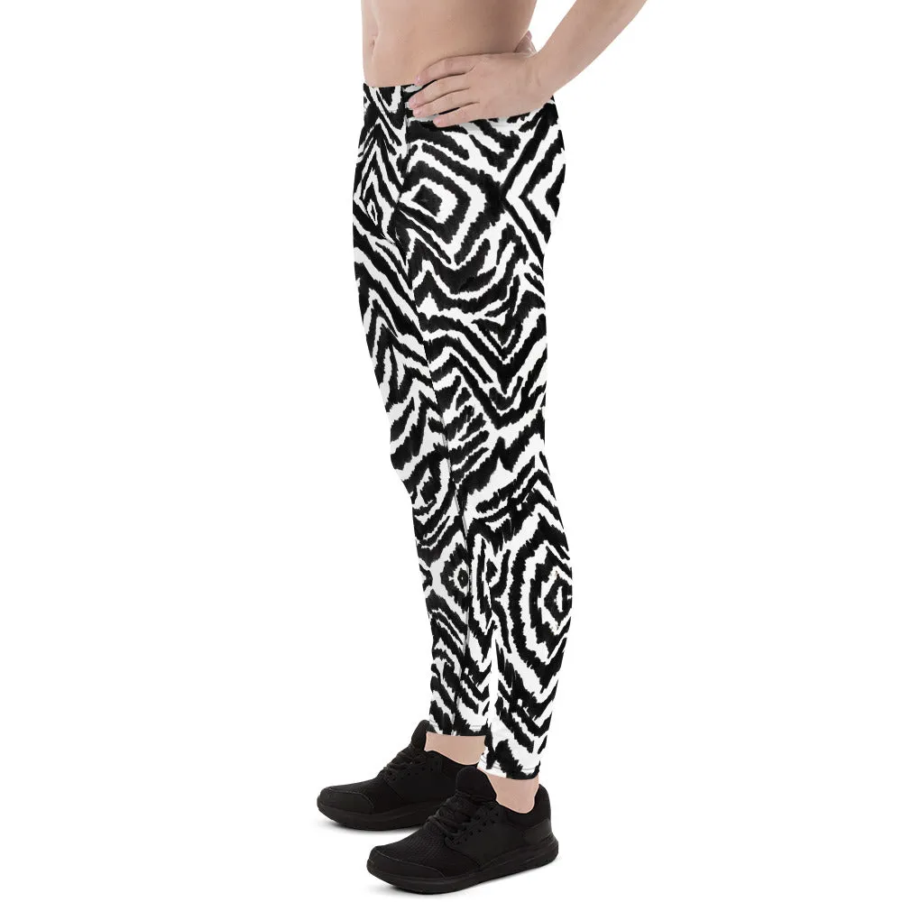 Zebra Stripe Men's Leggings, Animal Print Sexy Best Compression Tights-Made in USA/EU