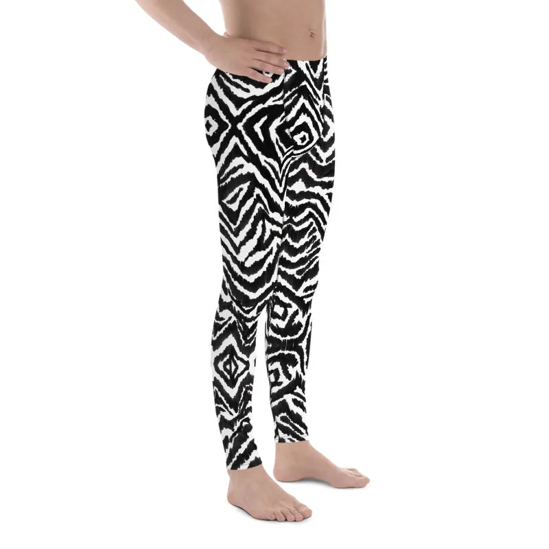 Zebra Stripe Men's Leggings, Animal Print Sexy Best Compression Tights-Made in USA/EU