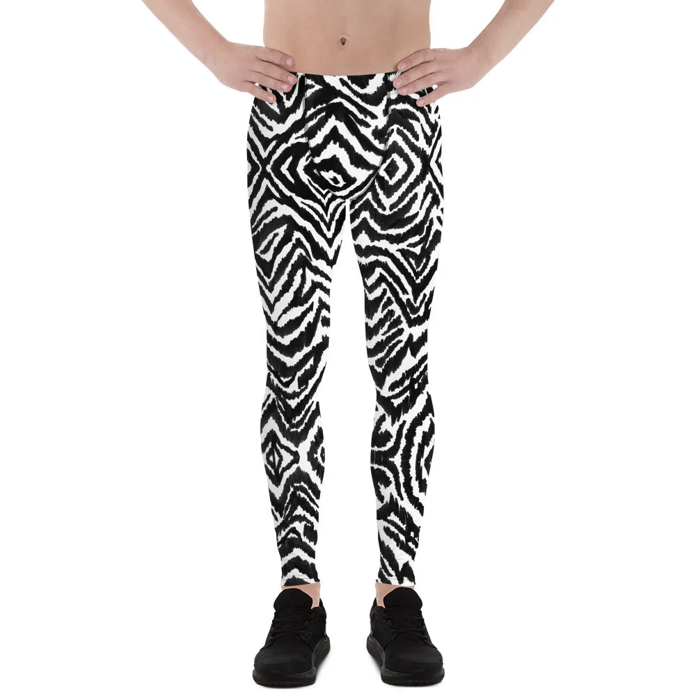 Zebra Stripe Men's Leggings, Animal Print Sexy Best Compression Tights-Made in USA/EU