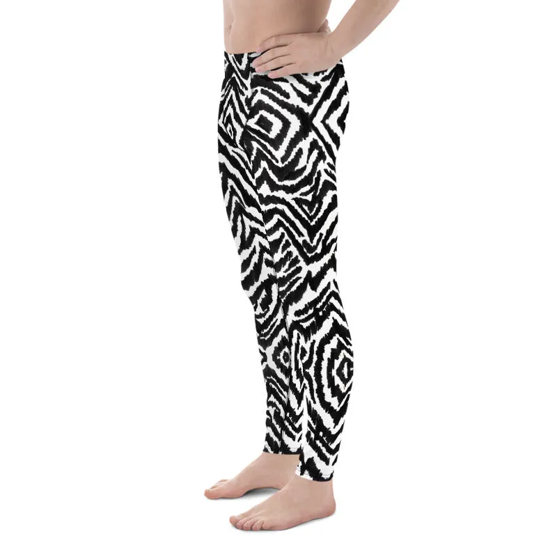 Zebra Stripe Men's Leggings, Animal Print Sexy Best Compression Tights-Made in USA/EU