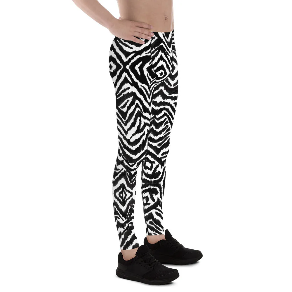 Zebra Stripe Men's Leggings, Animal Print Sexy Best Compression Tights-Made in USA/EU